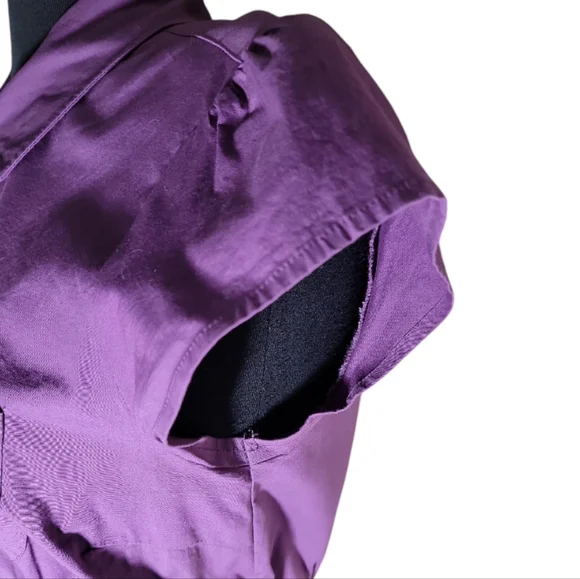 Merona button closure cap sleeve purple shirt dress size medium - Picture 5 of 12